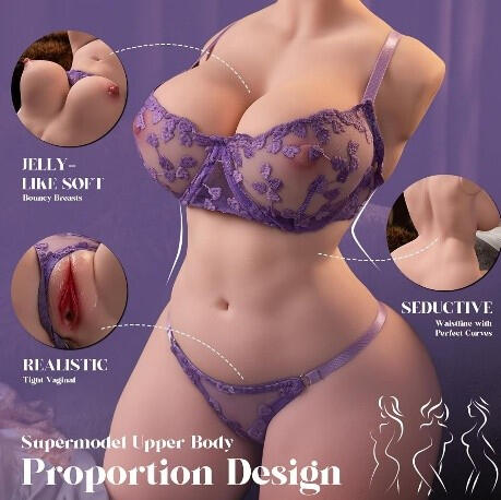 Untitled Large Realistic Female Doll Torso 21 inches long - 24in Breast and 24in Hips - Premium Soft TPE with Two Entry Channels
